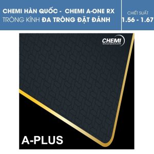 Tròng kính đa tròng kỹ thuật số Chemi A-Plus RX Free Form bề mặt tròng kính trơn láng và cứng, bền hơn gấp 3 lần so với lớp phủ của tròng kính váng dầu phổ thông khác, sử dụng lâu vẫn như mới. Chứa các phân tử Polymer, khiến cho bề mặt trọng kính sáng, bóng và cứng. Tính năng phòng chống tia tử ngoại và điện từ bức xạ, bảo về toàn diện mắt của bạn, an toàn hơn và đáng tin cậy hơn.