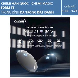 Tròng kính đa tròng Chemi RX Magic Form ST sản phẩm được thiết kế đột phá để mang lại sự thoải mái và độ rõ nét cho thị giác.Tầm nhìn cá nhân : Tròng kính đa tròng Chemi RX Magic Form ST tạo ra thiết kế tròng kính tùy chỉnh phù hợp đảm bảo trải nghiệm thị giác thoải mái, độ rõ nét được cải thiện, trường nhìn rộng hơn : cung cấp trường nhìn rộng hơn, thoải mái hơn,chuyển đổi dễ dàng hơn giữa tầm nhìn gần, trung và xa.