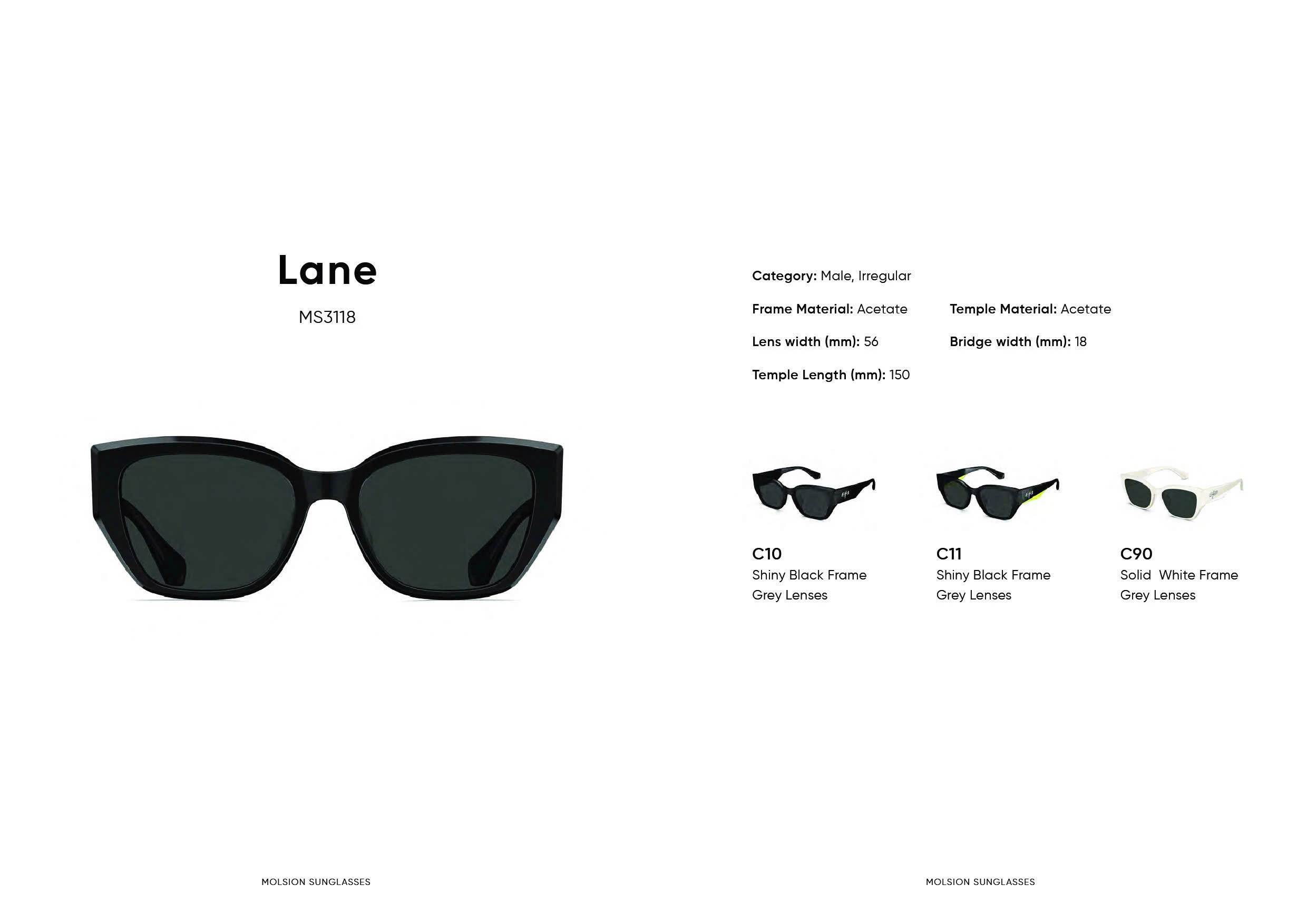 Kính mát Molsion Lane MS3118 lấy cảm hứng từ văn hóa Pháp, mang đến vẻ đẹp sang trọng, quý phái và tinh tế. Thiết kế đặc biệt để ôm khít khuôn mặt, mang lại cảm giác thoải mái, đảm bảo độ bền, nhẹ nhàng và an toàn cho mắt.