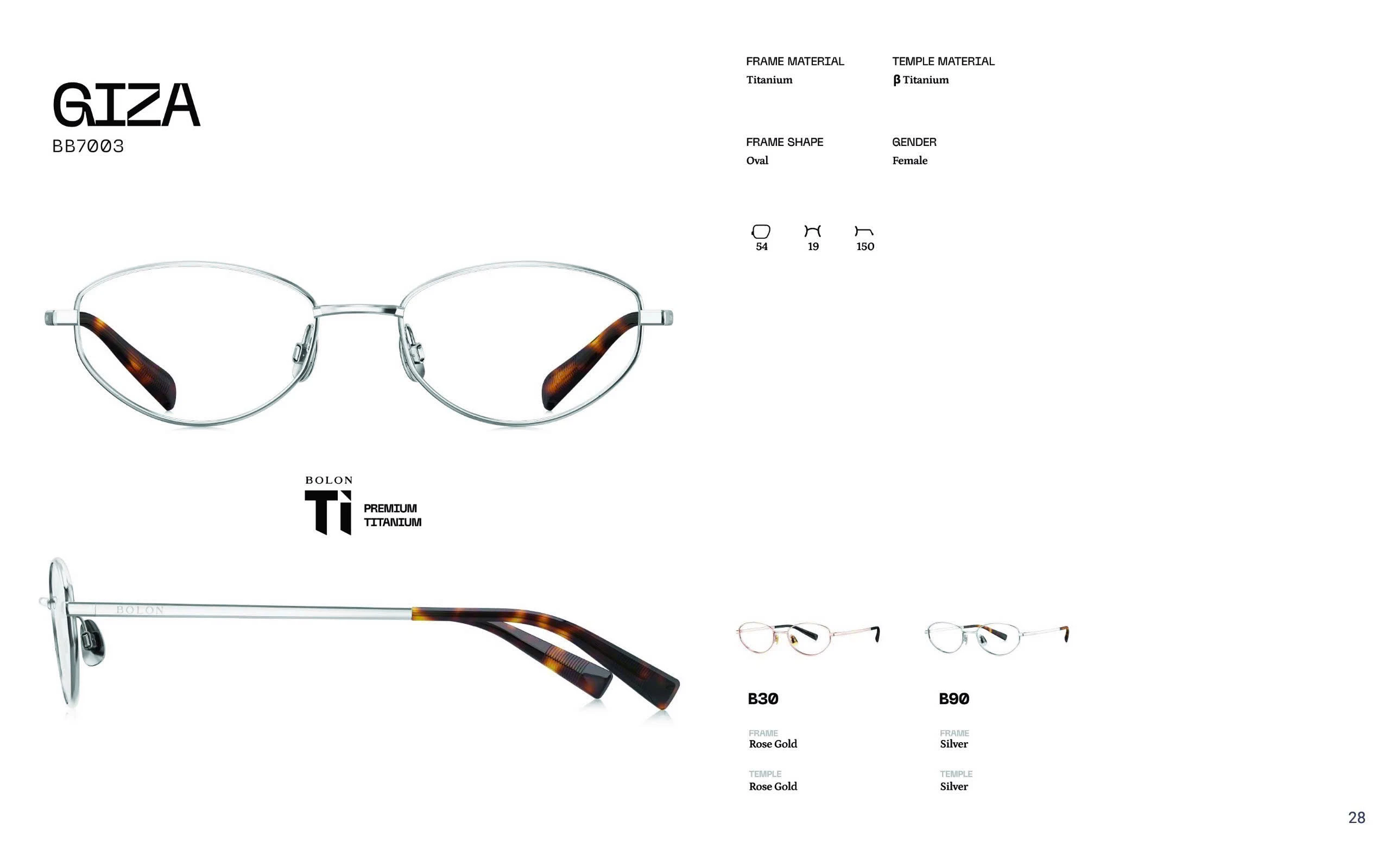 Gọng kính Bolon Giza BB7003 lấy cảm hứng từ văn hóa Pháp, mang đến vẻ đẹp sang trọng, quý phái và tinh tế. Thiết kế đặc biệt để ôm khít khuôn mặt, mang lại cảm giác thoải mái, đảm bảo độ bền, nhẹ nhàng và an toàn cho mắt.