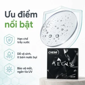 Tròng kính Chemi AEGIS 1.60 trong suốt với lớp phủ xanh