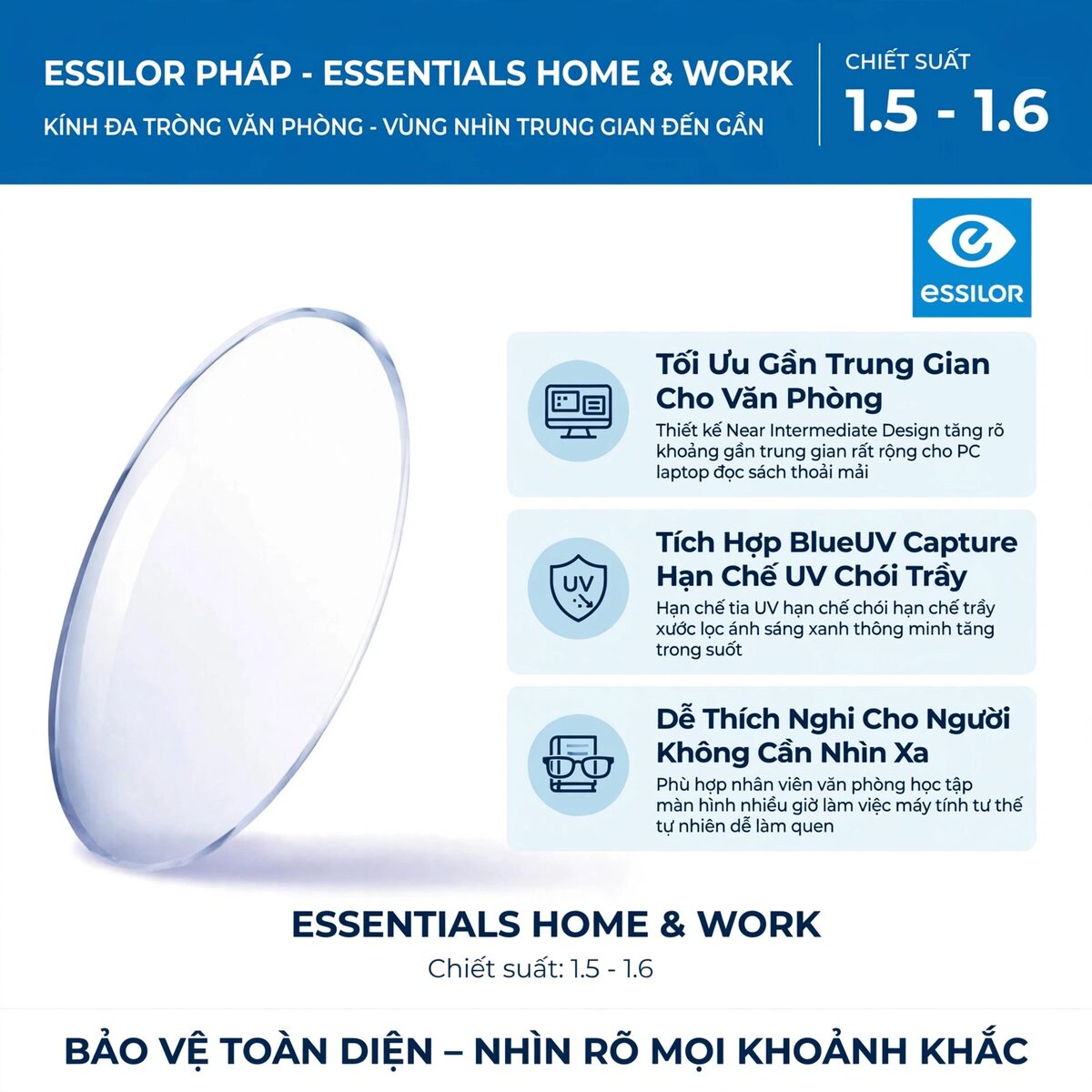 Kính đa tròng Essilor Essentials Home & Work