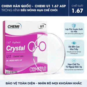 Tròng kính Chemi ASP Crystal U1 Coated 1.67