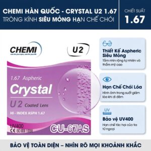 Tròng kính Chemi Crystal U2 Coated 1.67