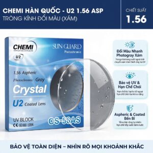 Tròng kính đổi màu Chemi U2 ASP Photogray (Xám)