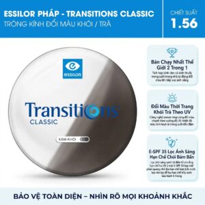 Tròng kính đổi màu Essilor Transitions Classic (Khói/Trà)