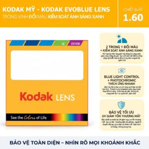 Tròng kính đổi màu kiểm soát ánh sáng xanh Kodak EvoBlue Lens