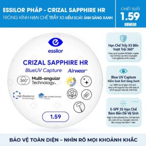 Tròng kính Essilor Crizal Sapphire HR Blue UV Capture