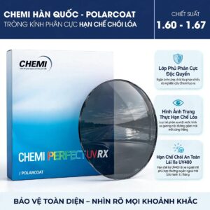 Tròng Kính Phân Cực Chemi PolarCoat Hạn Chế Chói Lóa
