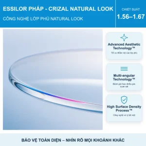 Macro bề mặt tròng kính Essilor Crizal Natural Look