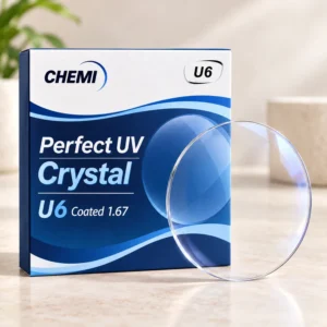 Tròng kính Chemi Perfect UV Crystal U6 Coated 1.67 (Kiểm soát ánh sáng xanh)