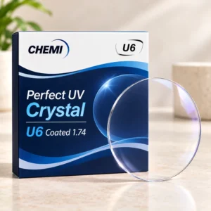 Tròng kính Chemi Perfect UV Crystal U6 Coated 1.74 (Kiểm soát ánh sáng xanh)