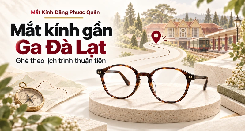 Minh họa tuyến đường trừu tượng và gọng kính cho chủ đề gần Ga Đà Lạt