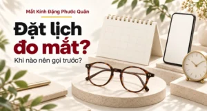 Minh họa lịch trống và gọng thử cho chủ đề đặt lịch đo mắt