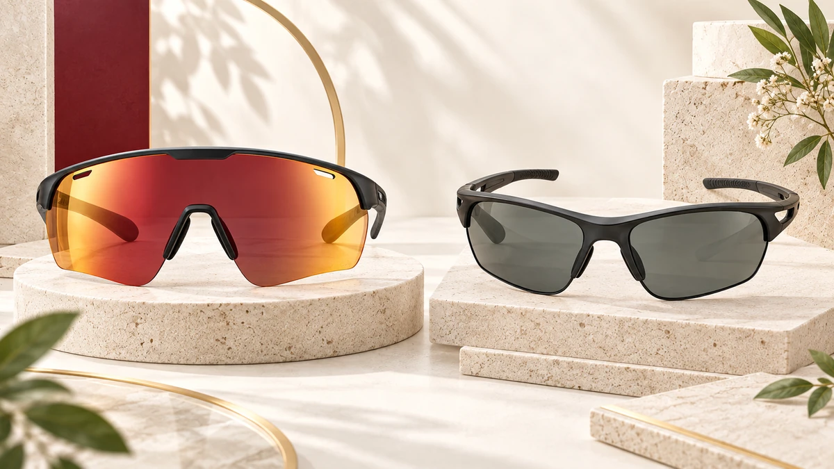 Minh họa kính mát thể thao Oakley với hai dáng tròng khác nhau