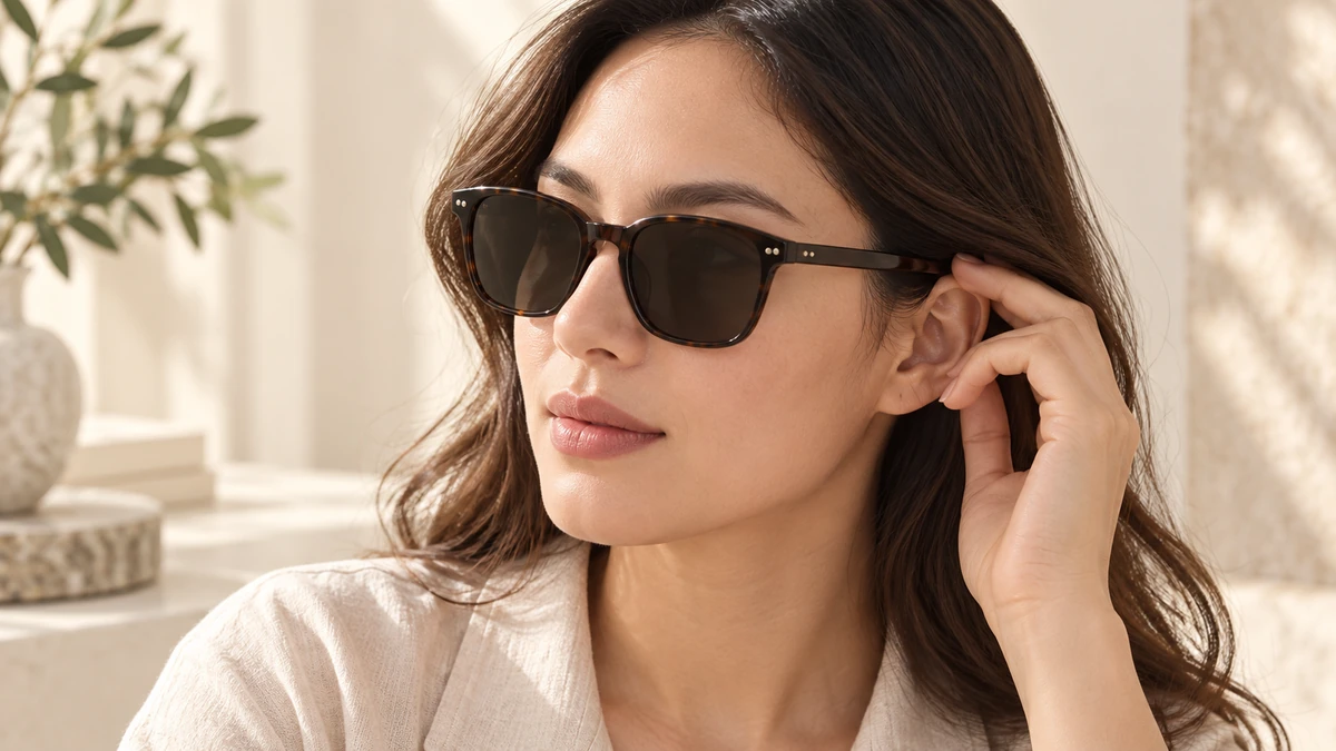 Minh họa vị trí gọng kính tại sống mũi và hai bên thái dương