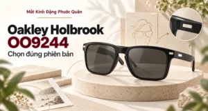Minh họa editorial kính mát dáng vuông cho bài viết về Oakley Holbrook OO9244