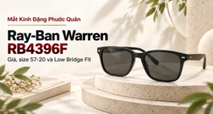 Minh họa editorial kính mát chữ nhật trong bài Ray-Ban Warren RB4396F