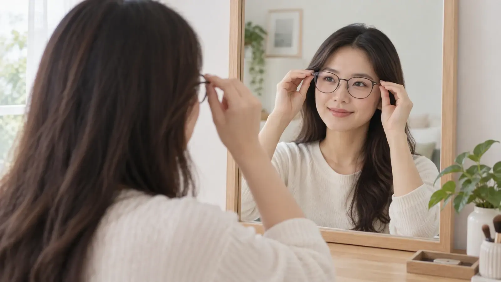 Ảnh lifestyle minh họa bước thử gọng kính Velocity VL23622