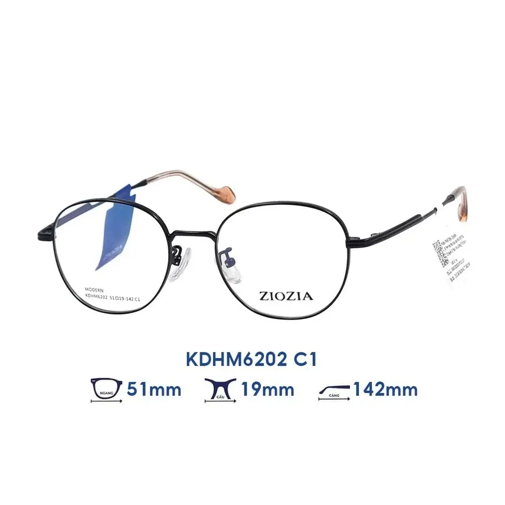 Gọng kính ZioZia KDHM6202 – Đen · Mã C1 – ảnh 3