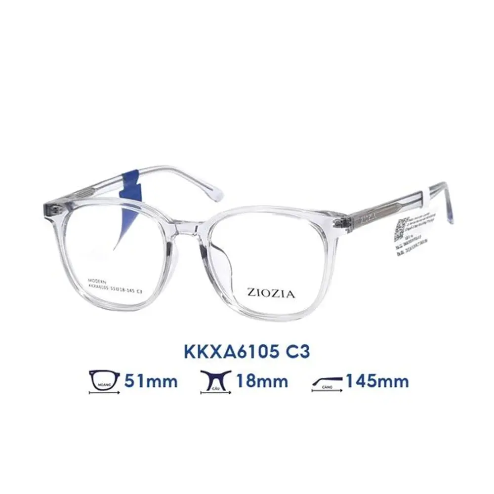 Gọng kính ZioZia KKXA6105 C3 – Trong suốt · Mã C3 – ảnh 4