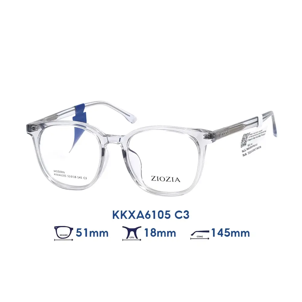Gọng kính ZioZia KKXA6105 C3 – Trong suốt · Mã C3 – ảnh 6