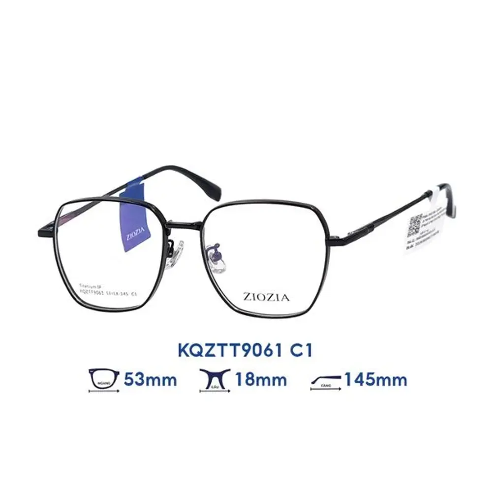 Gọng kính ZioZia KQZTT9061 – Đen · Mã C1 – ảnh 4