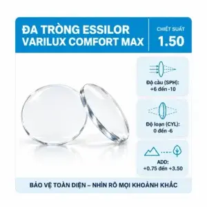 Tròng kính đa tròng Essilor Varilux Comfort Max chiết suất 1.50