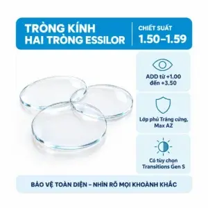 Tròng kính hai tròng Essilor: ảnh tròng kính trên nền trắng
