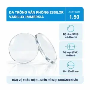 Tròng kính đa tròng văn phòng Essilor Varilux Immersia chiết suất 1.50