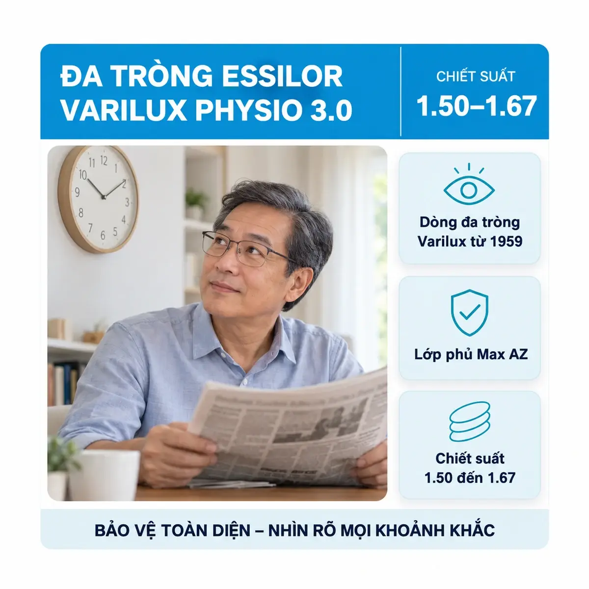 Tròng kính đa tròng Essilor Varilux Physio 3.0: ảnh minh họa dùng kính trong sinh hoạt hằng ngày