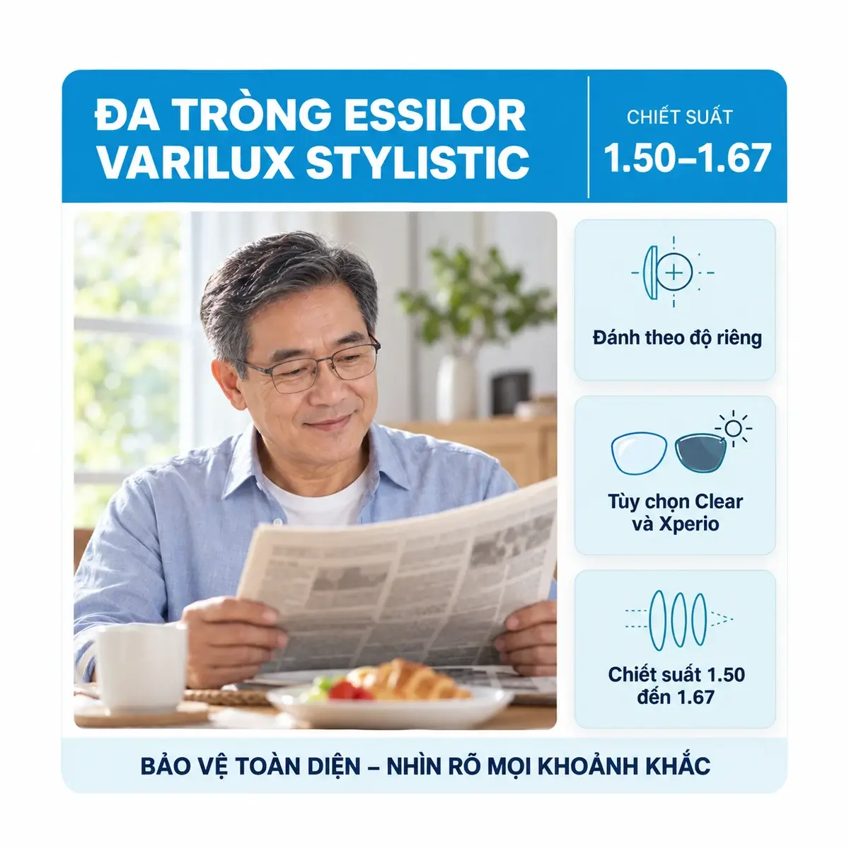 Tròng kính đa tròng Essilor Varilux Stylistic: ảnh minh họa dùng kính trong sinh hoạt hằng ngày