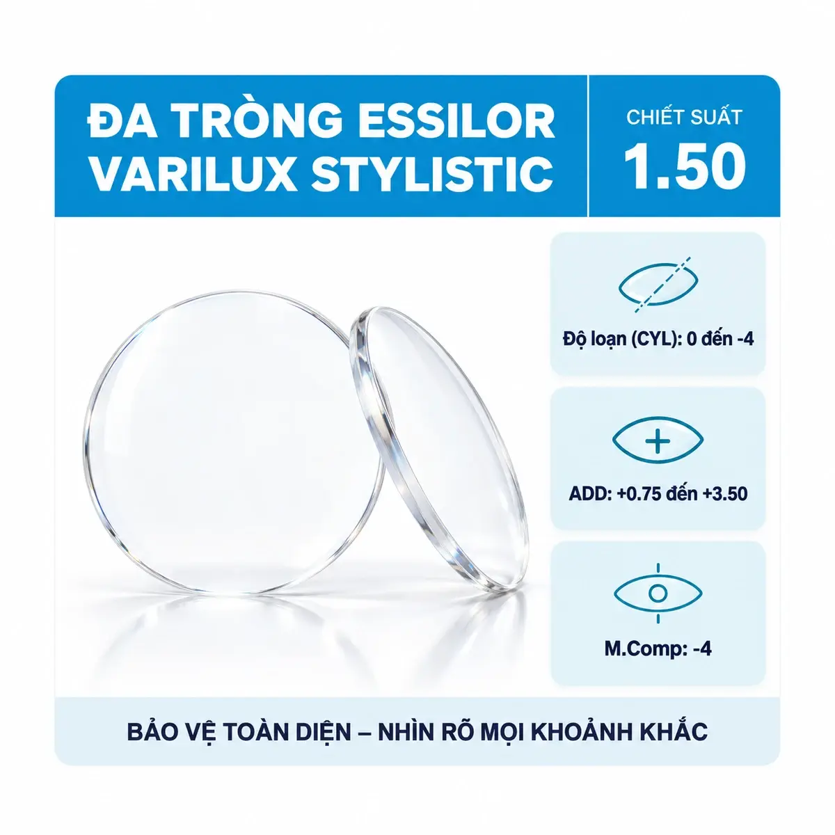 Tròng kính đa tròng Essilor Varilux Stylistic chiết suất 1.50