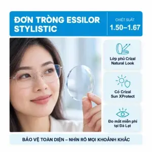 Tròng kính đơn tròng Essilor Stylistic: ảnh cận cảnh bề mặt và mép tròng kính