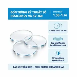 Tròng kính đơn tròng kỹ thuật số Essilor (SV và SV 360): ảnh tròng kính trên nền trắng