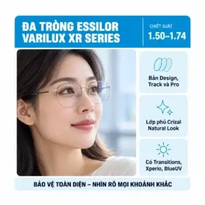 Tròng kính đa tròng Essilor Varilux XR series: ảnh cận cảnh bề mặt và mép tròng kính